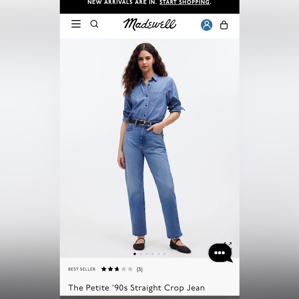 Madewell ‘90s Straight Crop in Hazeldell size 27P